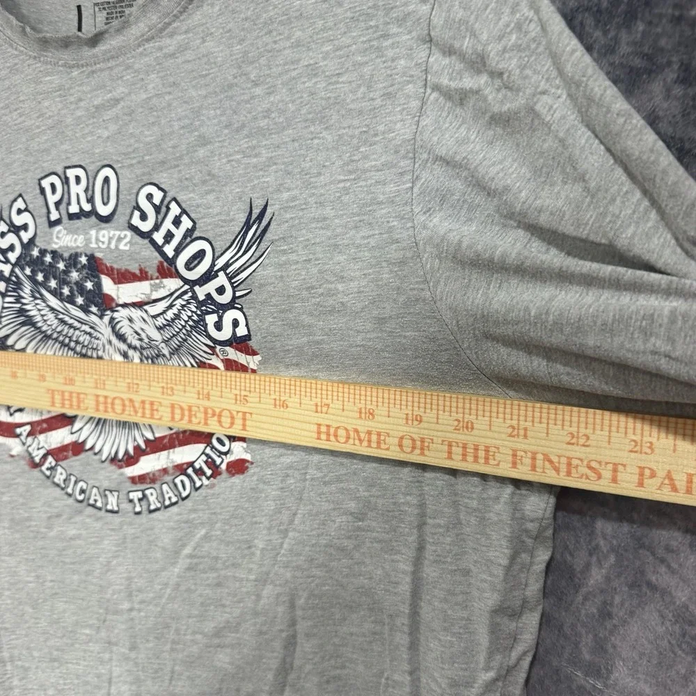 Bass Pro Shops Men's L (MED) T Shirt Gray American Flag Eagle Since 1972 Graphic